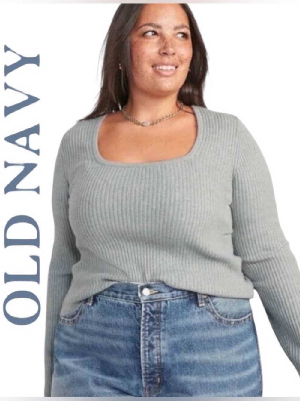 2X Old Navy Soft Cropped Square-Neck Rib-Knit Sweater